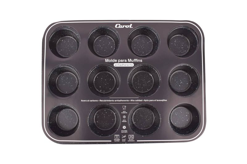 Molde-Carol-Muffin-x12-Negro-Granito-35CM