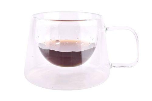 Taza Doble Pared Vidrio con Asa 170ML