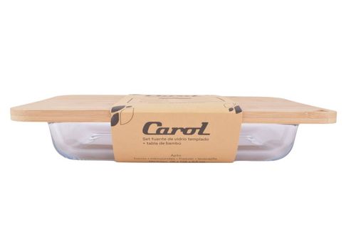 Set Carol Fuente Vidrio + Tabla Bambú 28CM
