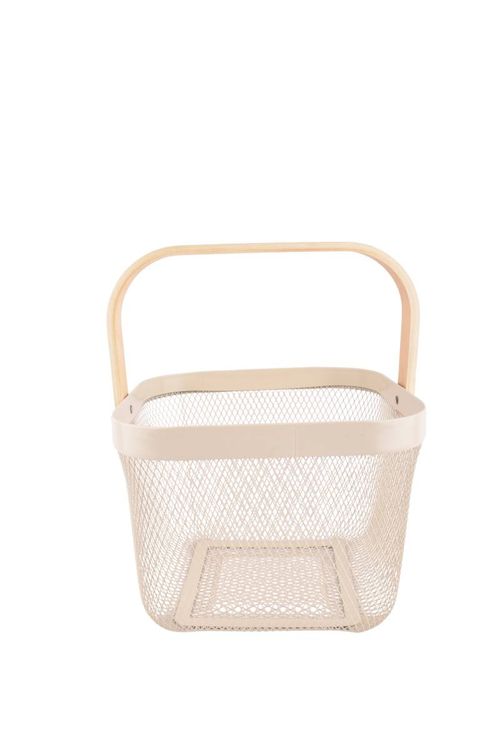 Canasto Metal Mango Madera 24X18CM