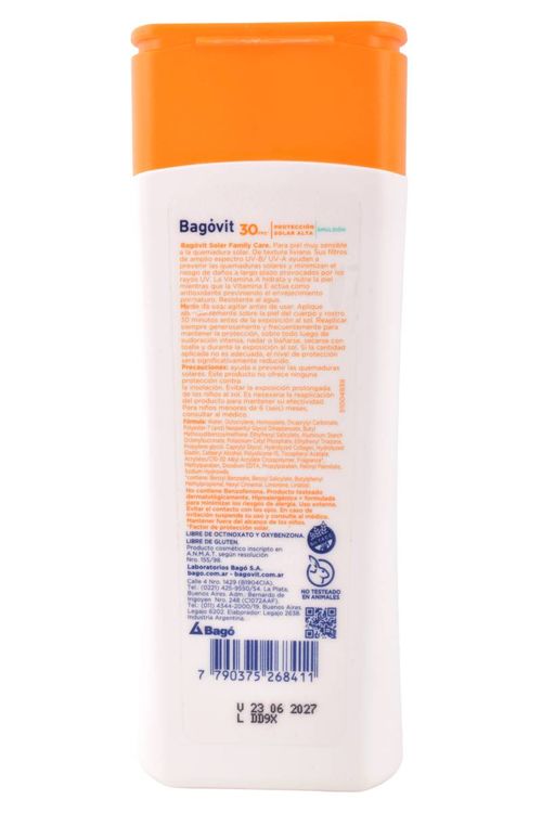 Protector Solar Bagóvit Emulsión FPS30 200ML