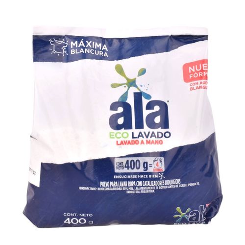 Jabón Polvo Ala Max Blanco Lavado Mano 400G