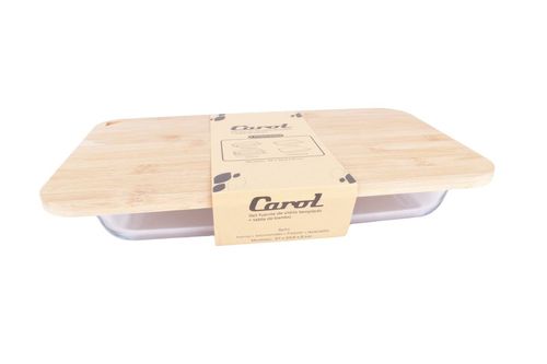 Set Carol Fuente Vidrio+Tabla Bambú 37CM