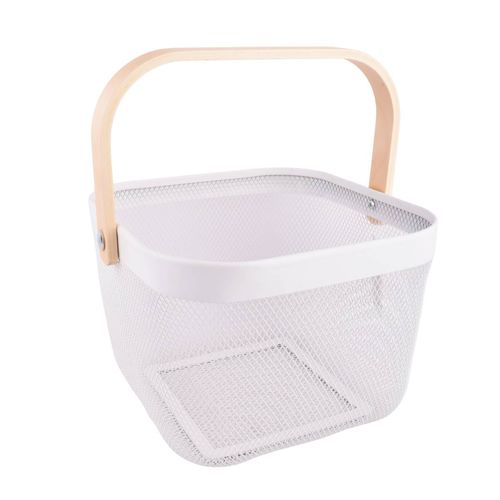 Cesta Metal c/Mango Madera 26x24.5x 18CM