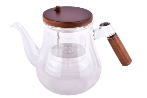 Tetera Vidrio con Filtro Tapa Madera 1LT