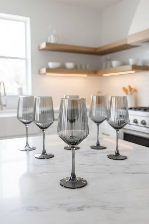 Copas Deliglass Rayada Gris 400ML 6Un