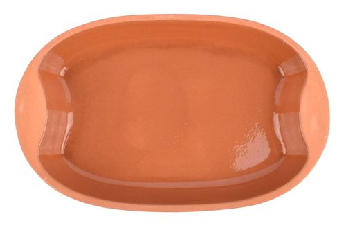 Fuente Oval c/Asa Terracota 30x21cm