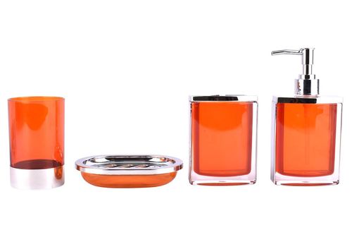 Set de Baño Acrílico Naranja 4Pz