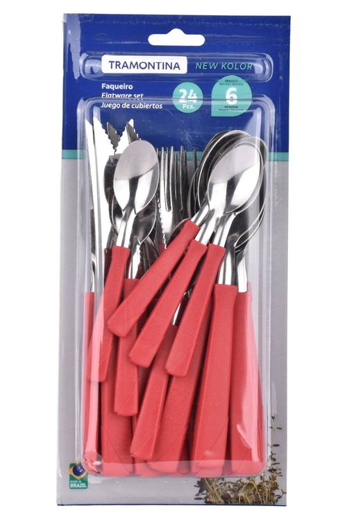 Juego de Cubiertos Tramontina New Kolor Rojo 24Pz