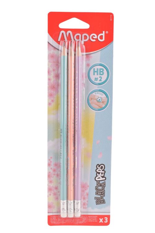 Lápices Grafitos Maped HB Pastel con Goma 3Un