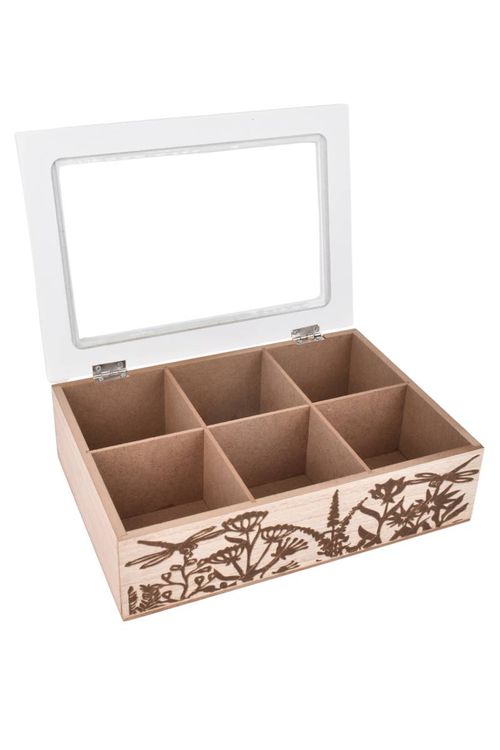 Caja de Té 6 Div Decorada 17x24x7cm