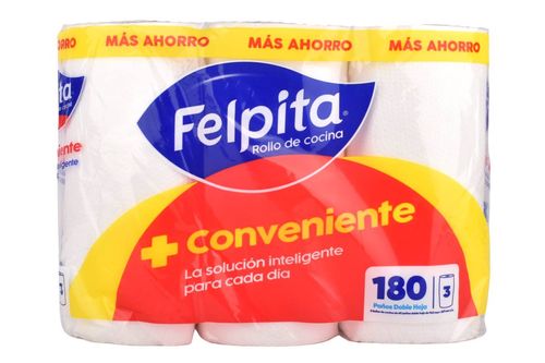 Rollo de Cocina Felpita 180 Paños Doble Hoja 3Un