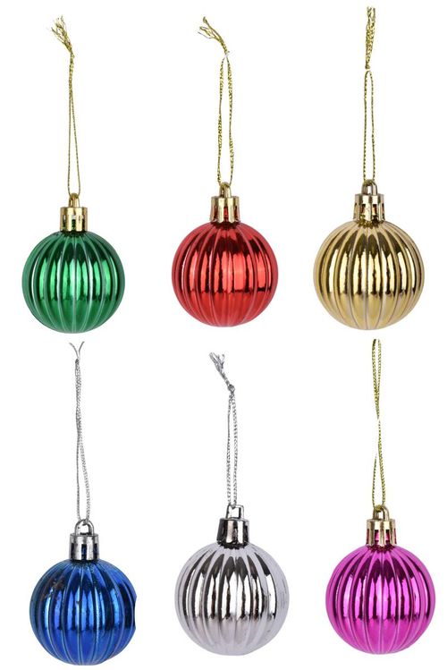 Globo Navideño Rayado Multicolor 4CM 6Pz