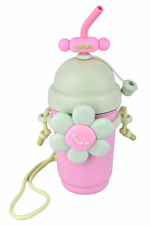 Vaso Térmico c/Sorbete Tapa Flor 700ML