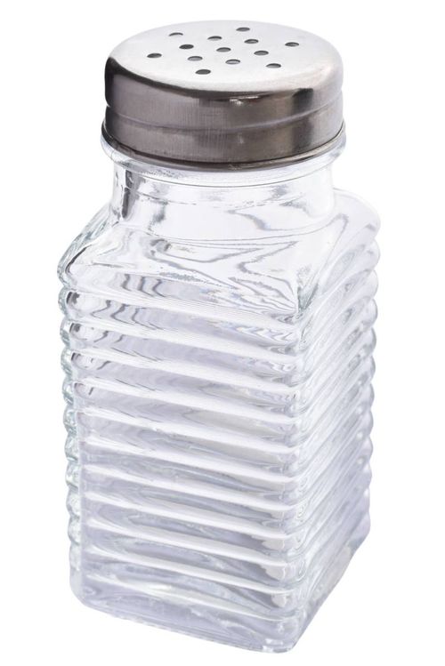 Salero de Vidrio Rayado Tapa Acero