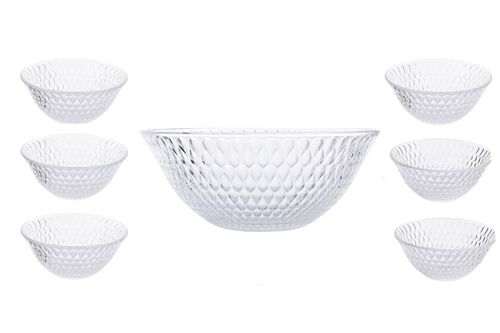 Ensaladera + 6 Compoteras de Vidrio