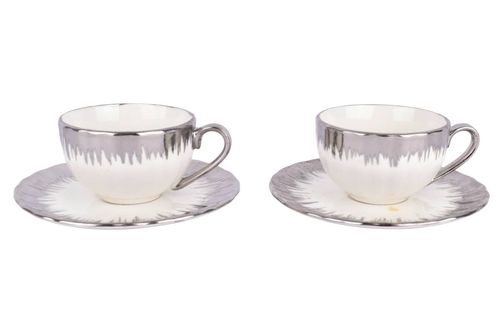 Tazas Set + Platos Cerámica 8Pz