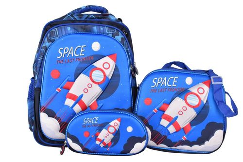 Mochila Cartuchera+Lunchera 3D Spa/Pri 3Pz