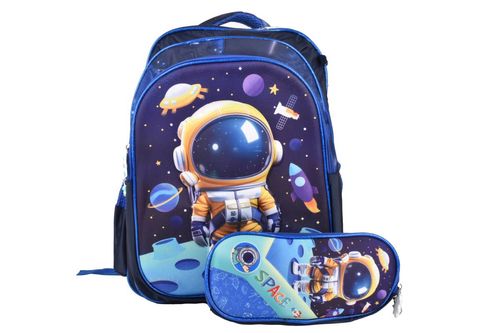 Mochila Espalda +Cartuchera 3D Personajes 2Pz
