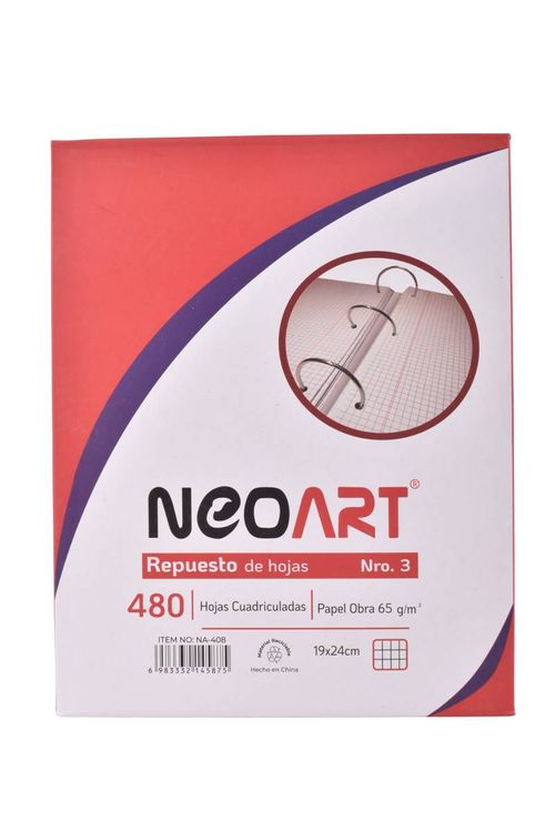 Repuesto Neo Art 480 Hojas Cuadriculado