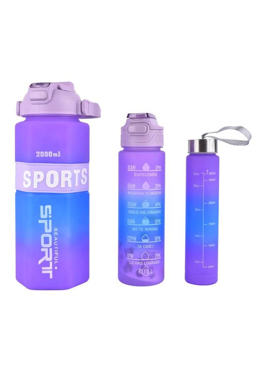 Botella Plástica Set 2000+800+280ML 3Pz
