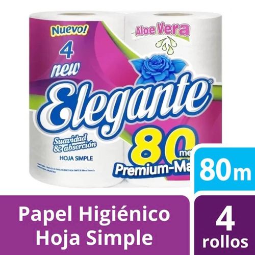 Papel Higiénico Elegante Aloe Vera 80mts 4