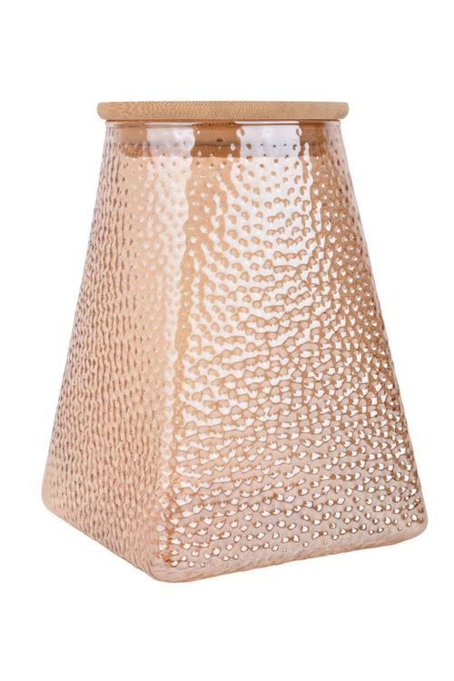 Frasco Vidrio Texturado Tapa Madera 950ML