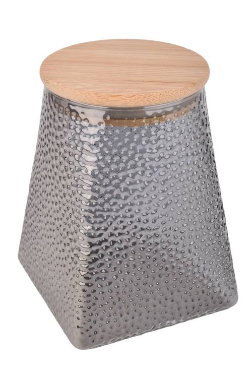 Frasco Vidrio Texturado Tapa Madera 750ML