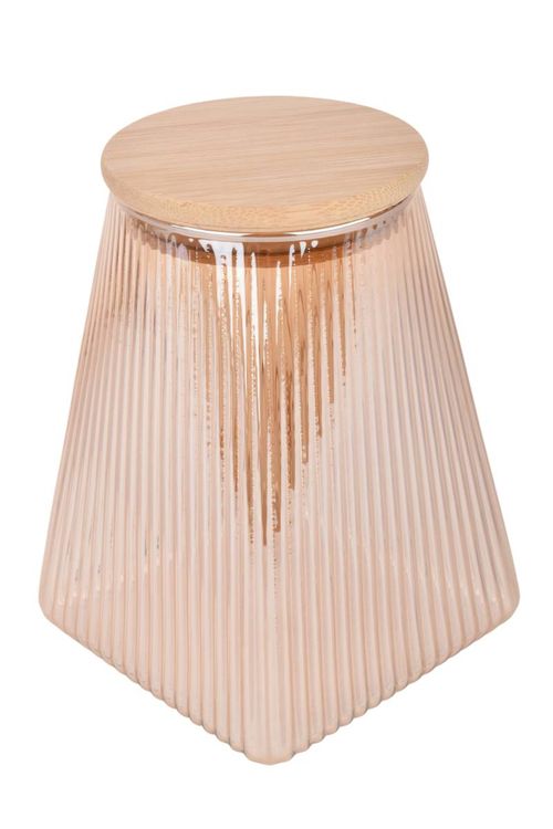 Frasco Vidrio Rayado Tapa Madera 950ML