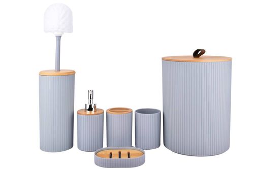 Set Baño Cepillo+Recipiente Combinado 37CM 6Pz