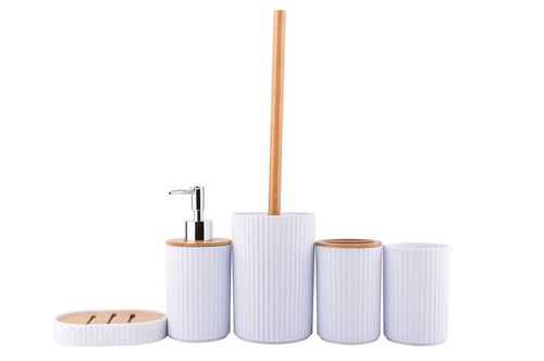 Set Baño 44x21cm con Cepillo P/Inodoro 5Pz