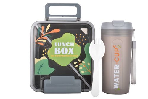 Lunchera c/División+Cubierto+Vaso c/Tap 3Pz
