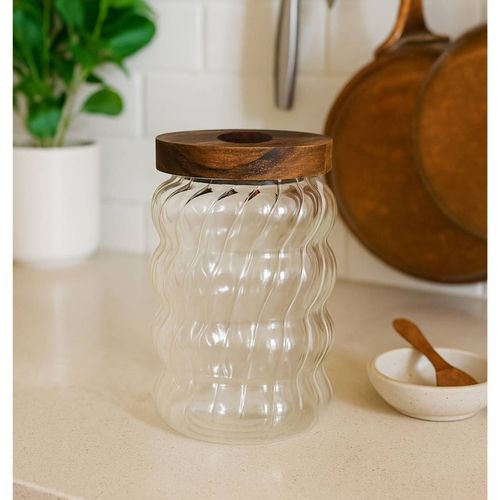 Frasco de Vidrio Tapa Madera 850ML