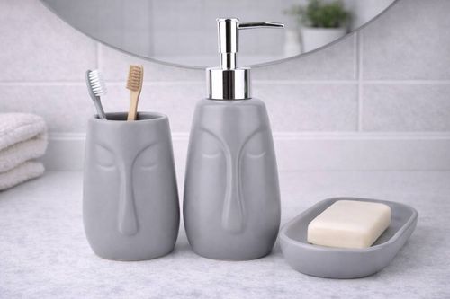 Set de Baño Céramica Gris 3Pz