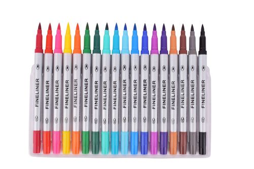 Marcadores Escolares Doble Punta Fineliner 18Pz