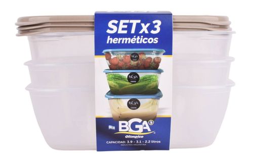 Hermético Bga Set Rectangulares Grandes 3Un