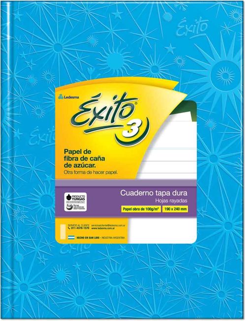 Cuaderno T.Dura Exito 3 48 Hj Rayado Turquesa