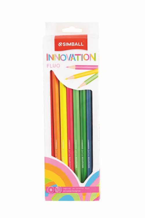 Lápices de Colores Simball Innovation Fluo Neon Largo 8